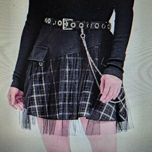 Women Gothic Mini Plaid Skirt Kisidoo